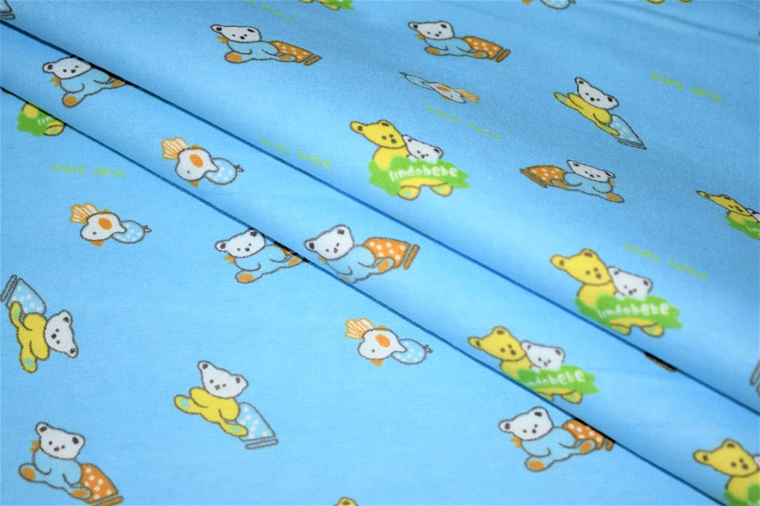 Blue Brushed Cotton Printed Fabric