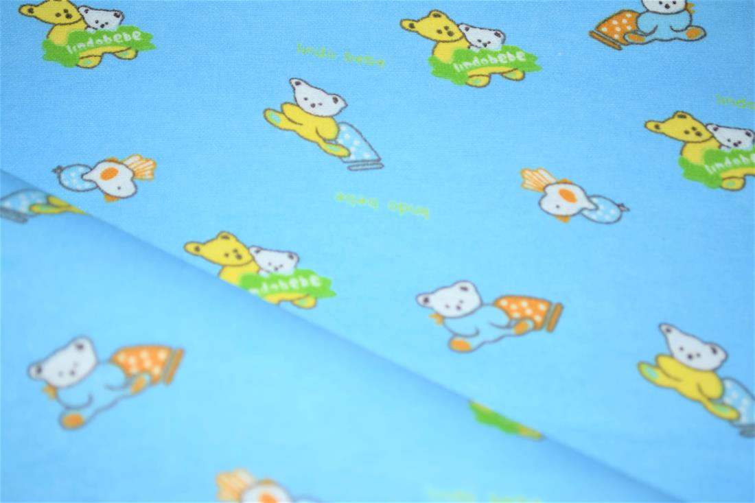 Blue Brushed Cotton Printed Fabric