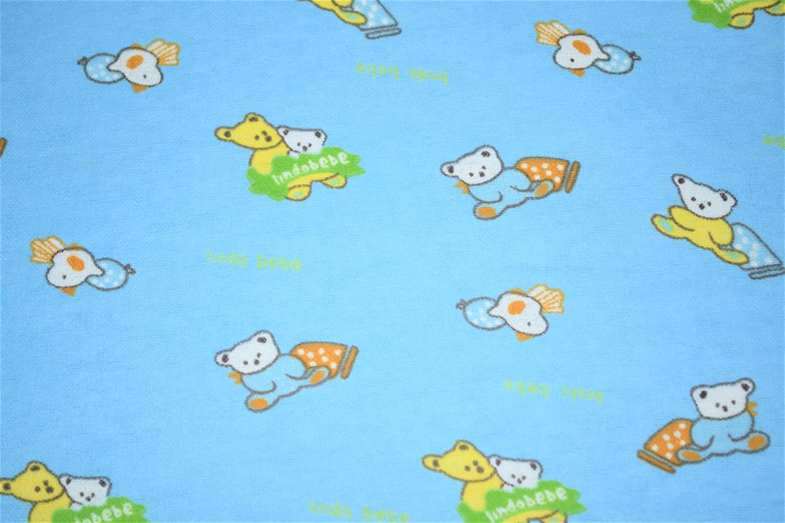 Blue Brushed Cotton Printed Fabric