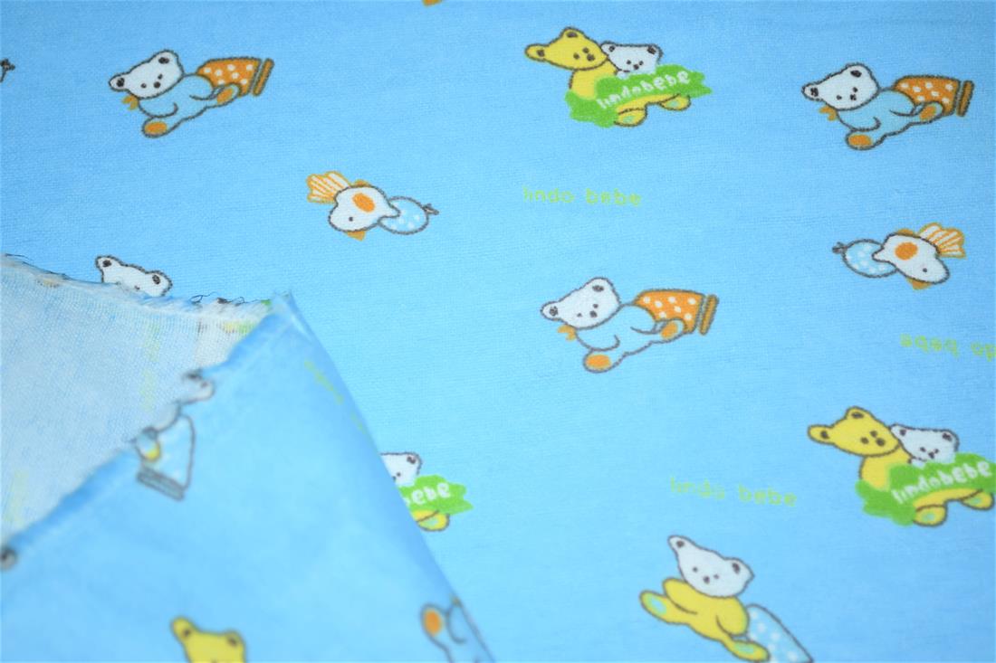 Blue Brushed Cotton Printed Fabric