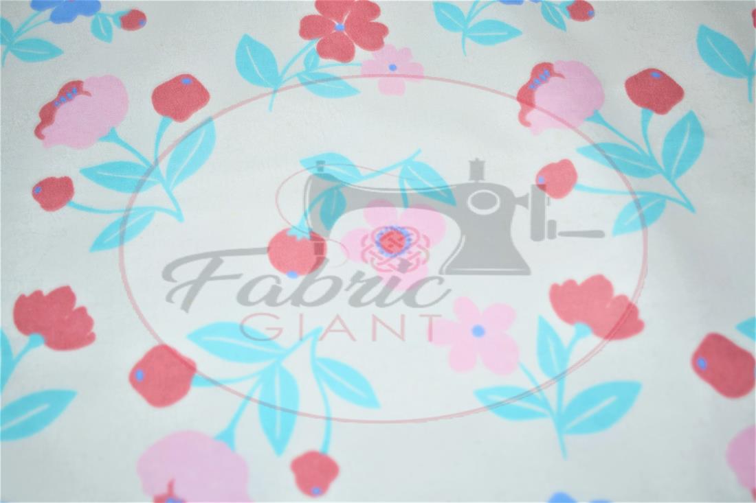 Cream Brushed Cotton Printed Fabric