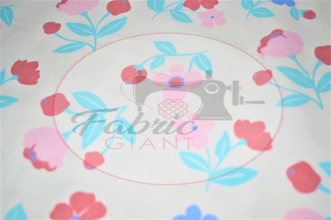 Cream Brushed Cotton Printed Fabric
