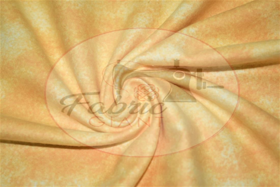 Yellow Brushed Cotton Printed Fabric