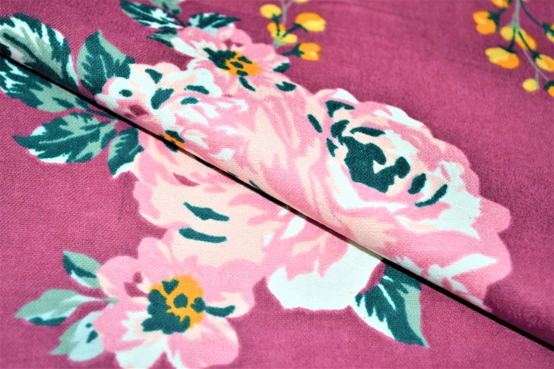 Dark Dusky Pink Printed 100% Brushed Cotton Fabric
