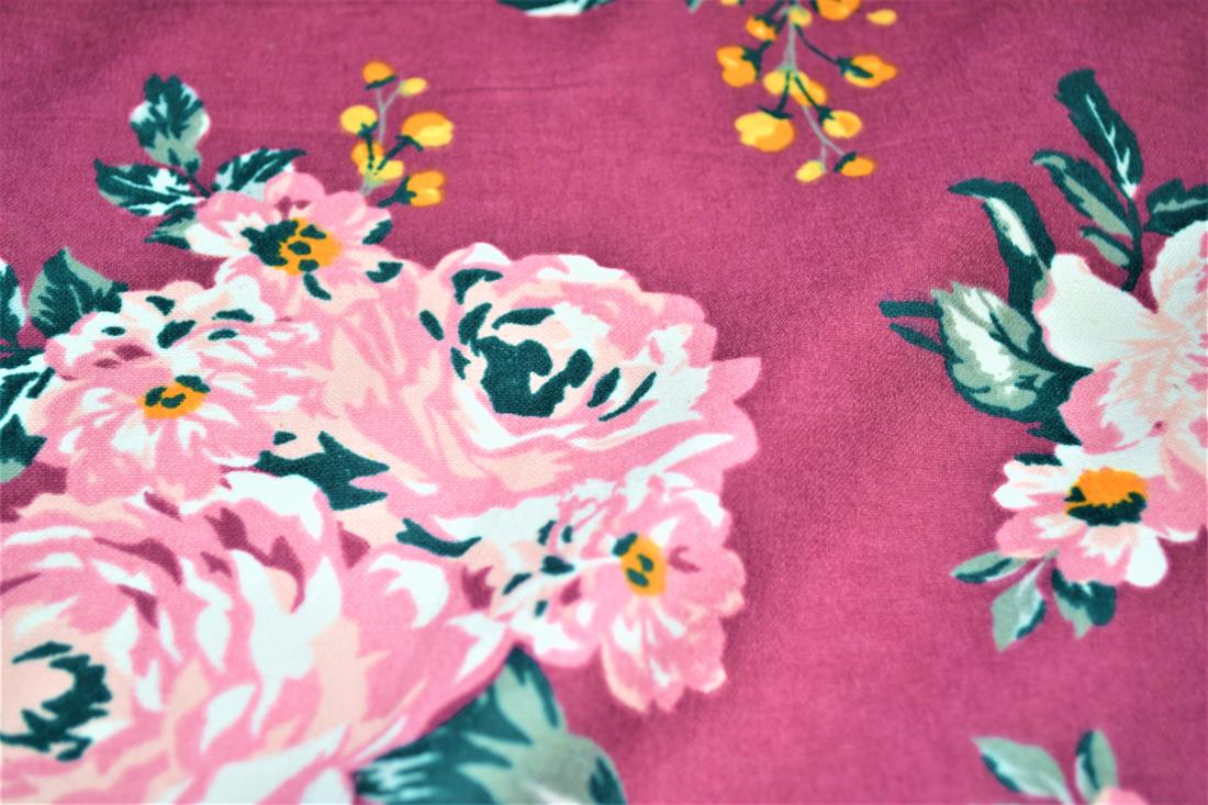 Dark Dusky Pink Printed 100% Brushed Cotton Fabric