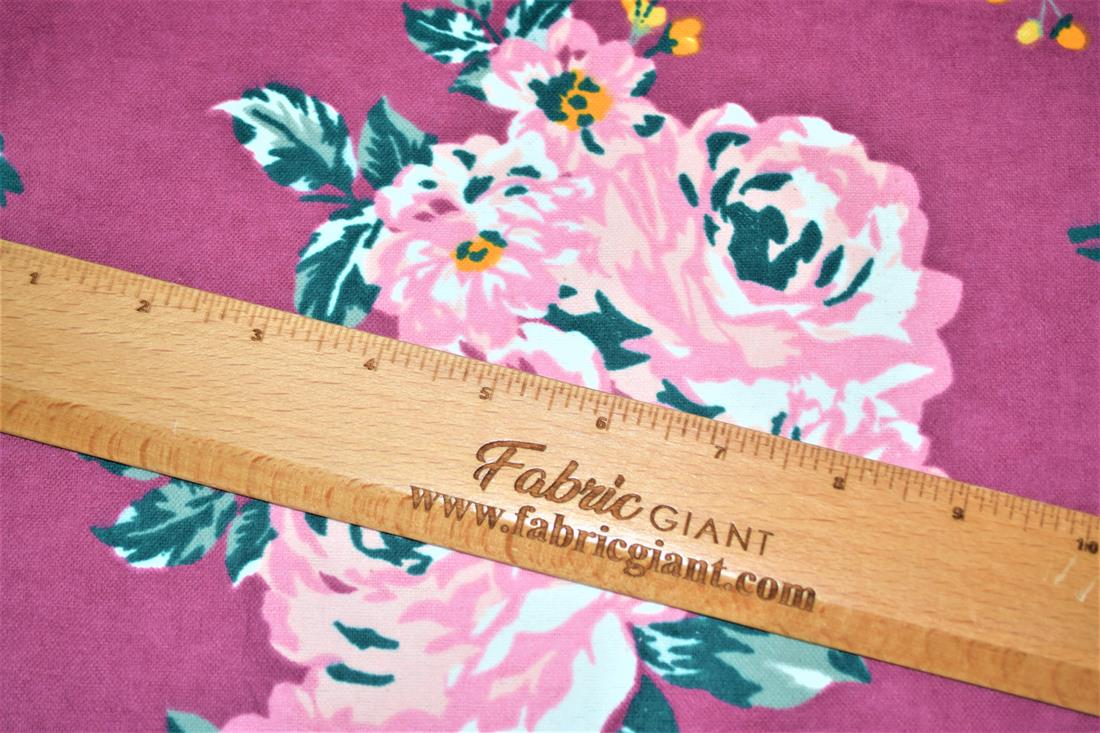Dark Dusky Pink Printed 100% Brushed Cotton Fabric