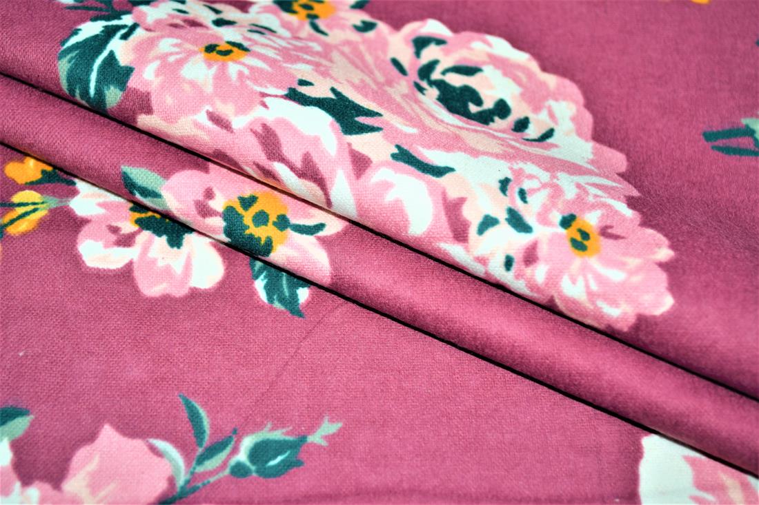 Dark Dusky Pink Printed 100% Brushed Cotton Fabric