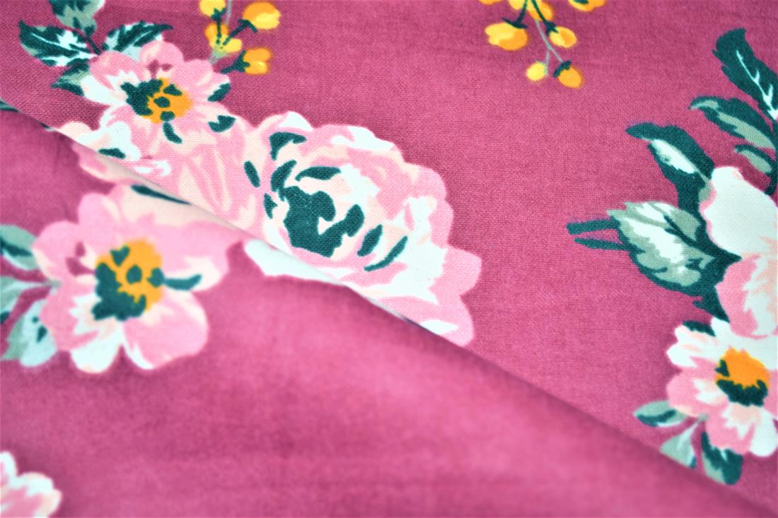 Dark Dusky Pink Printed 100% Brushed Cotton Fabric