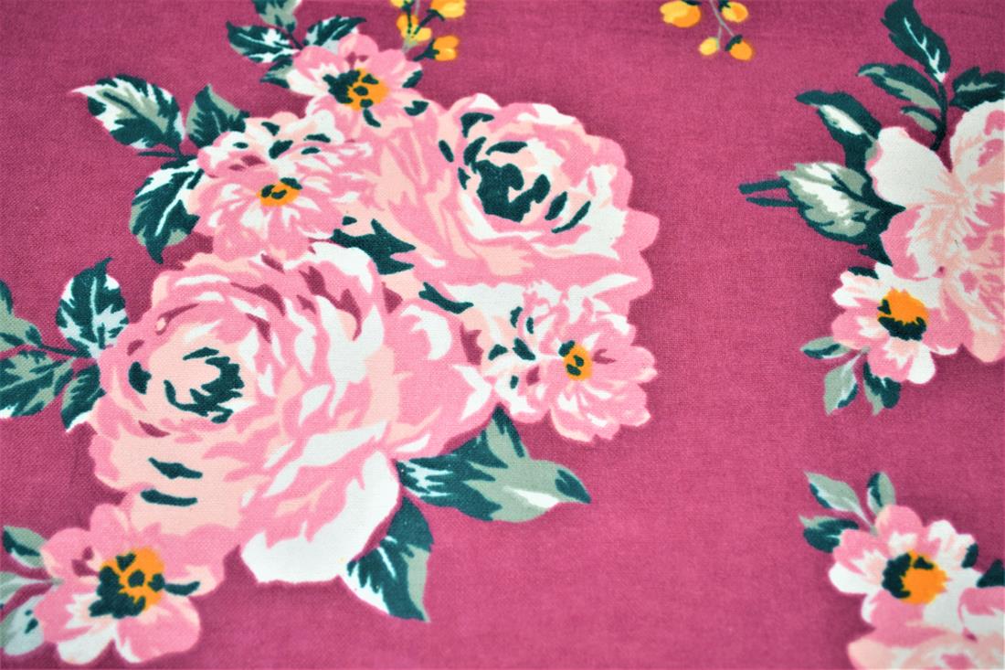 Dark Dusky Pink Printed 100% Brushed Cotton Fabric