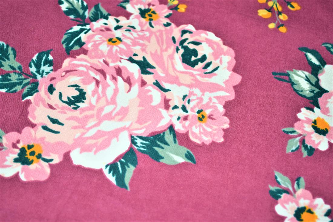 Dark Dusky Pink Printed 100% Brushed Cotton Fabric