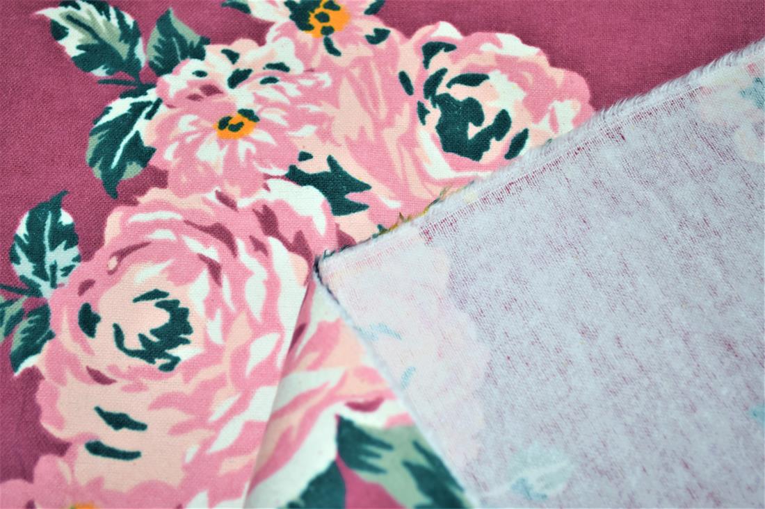 Dark Dusky Pink Printed 100% Brushed Cotton Fabric