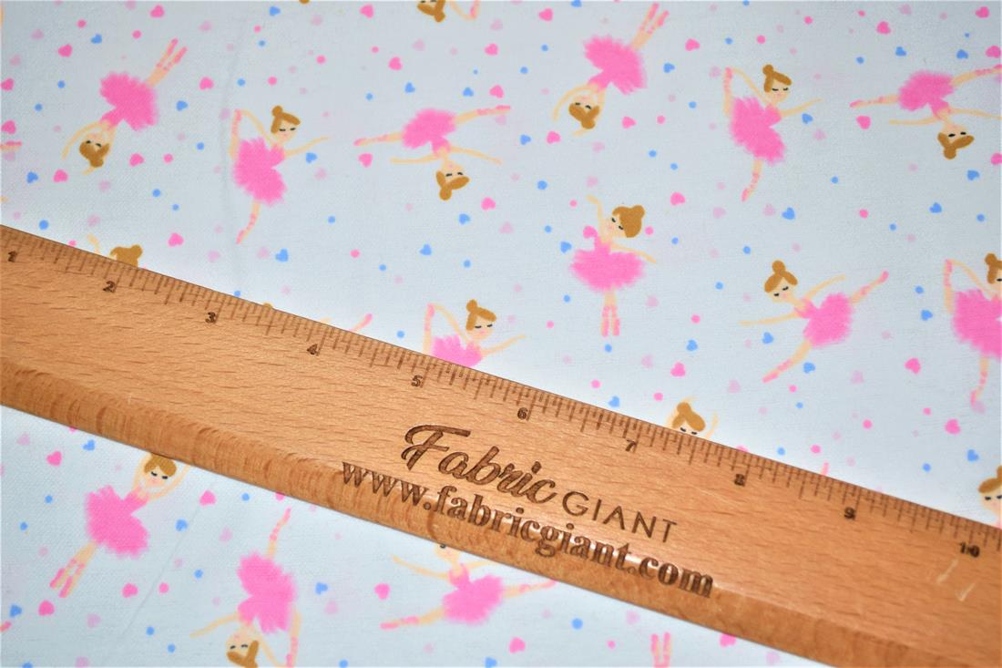 White & Pink Printed 100% Brushed Cotton Fabric