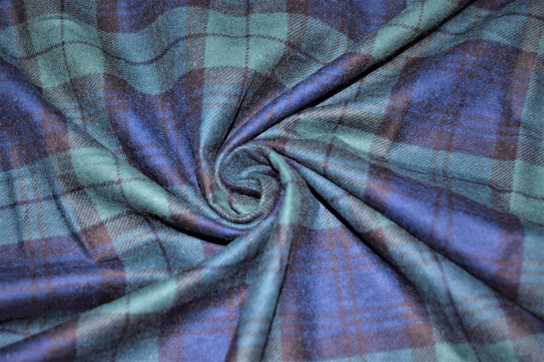 Navy & Green Tartan Printed Soft Brushed Flannel Winceyette 100%…