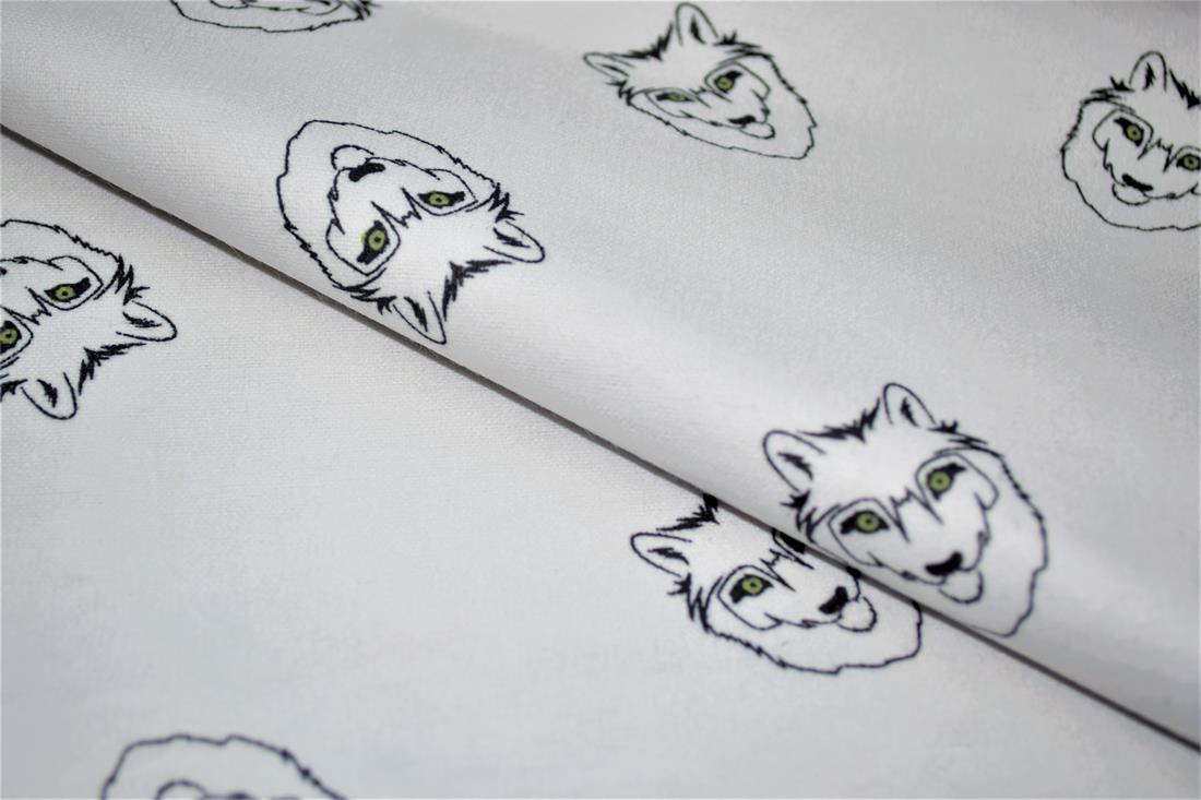 White Brushed Cotton Printed Fabric