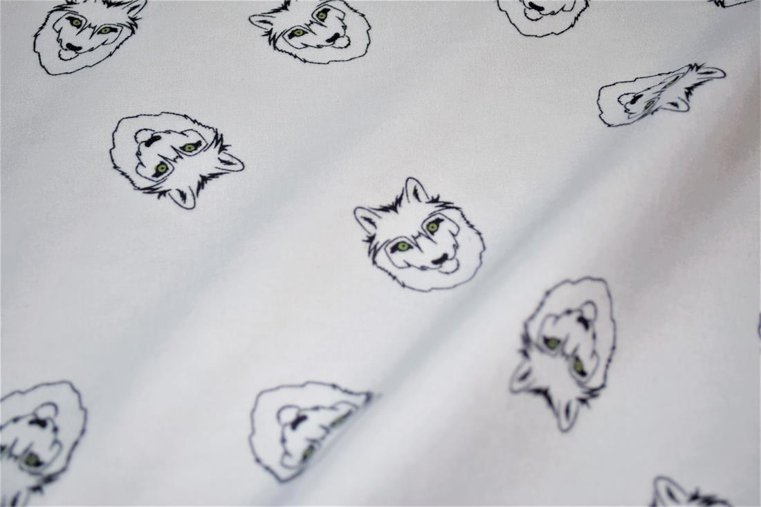White Brushed Cotton Printed Fabric