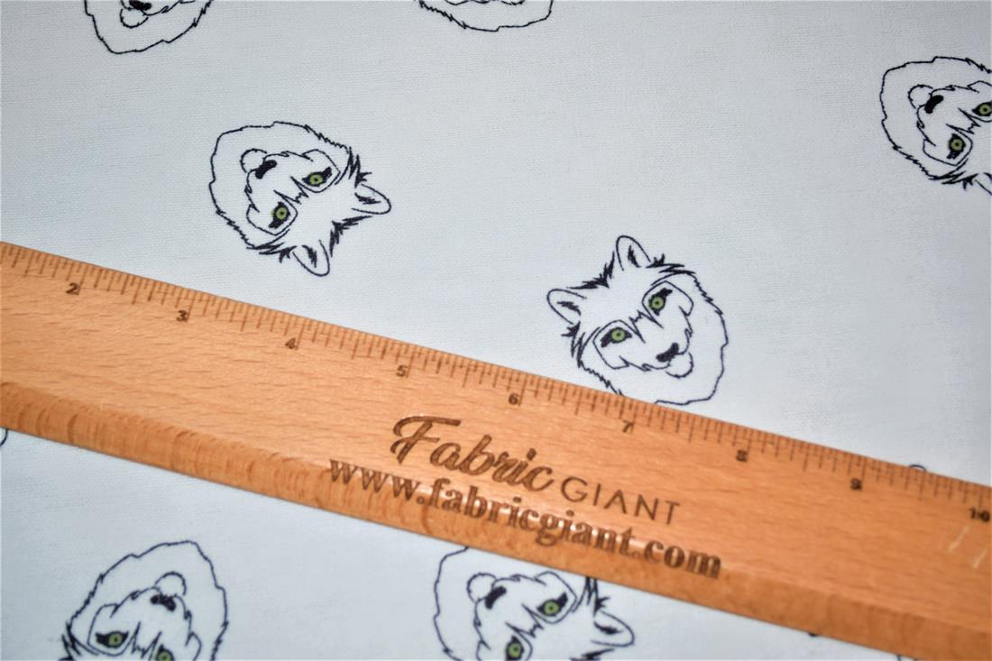 White Brushed Cotton Printed Fabric