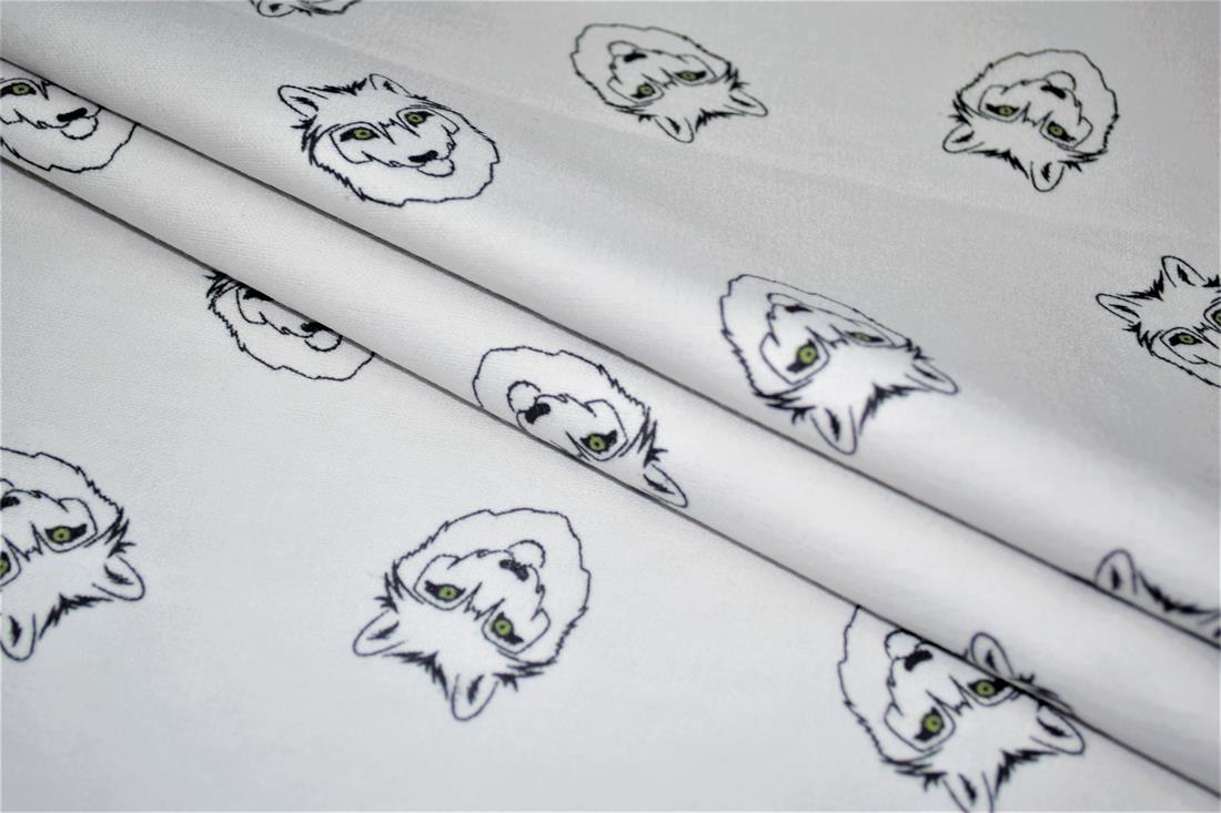 White Brushed Cotton Printed Fabric