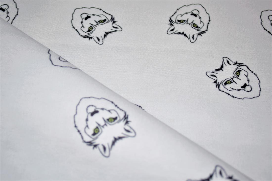 White Brushed Cotton Printed Fabric