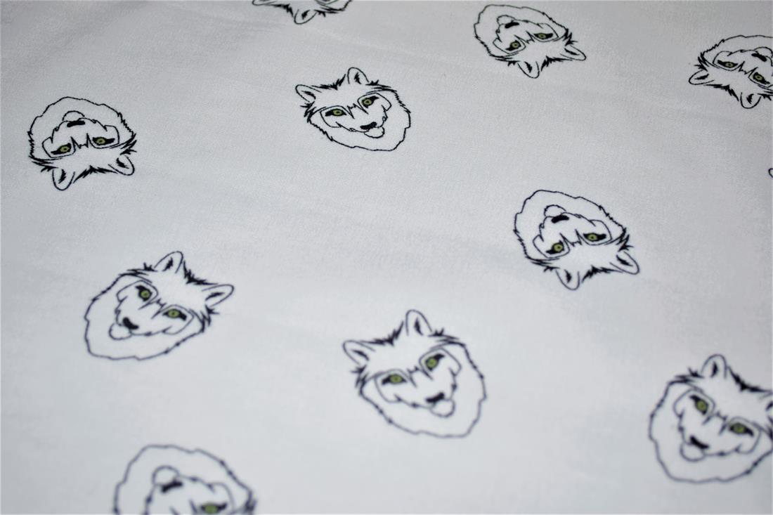White Brushed Cotton Printed Fabric
