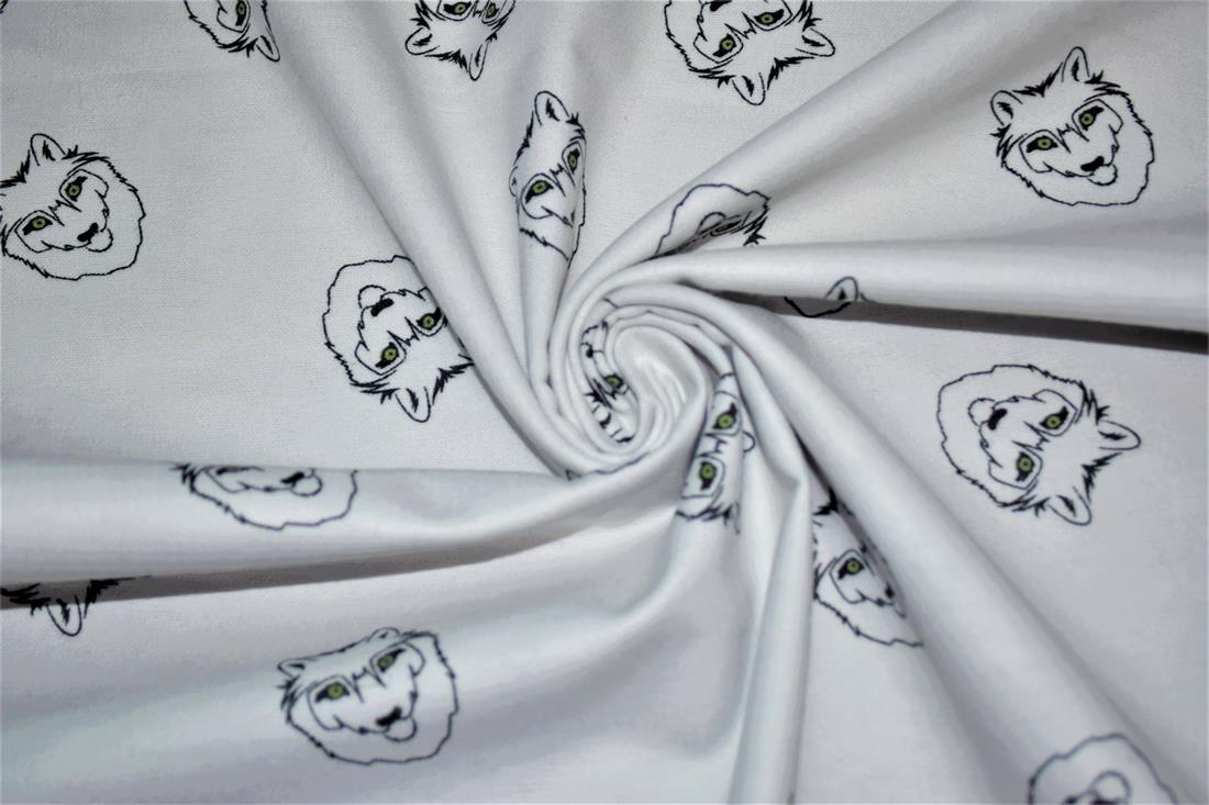 White Brushed Cotton Printed Fabric
