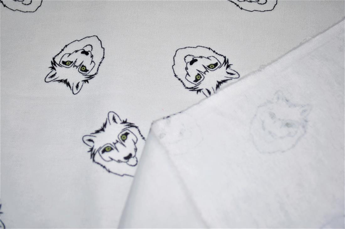 White Brushed Cotton Printed Fabric