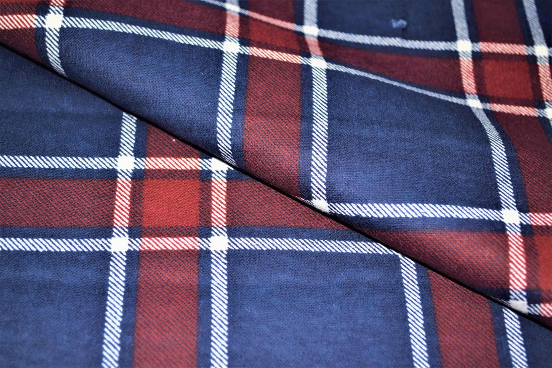 Navy Tartan Printed Soft Brushed Flannel Winceyette 100% Cotton Fabric