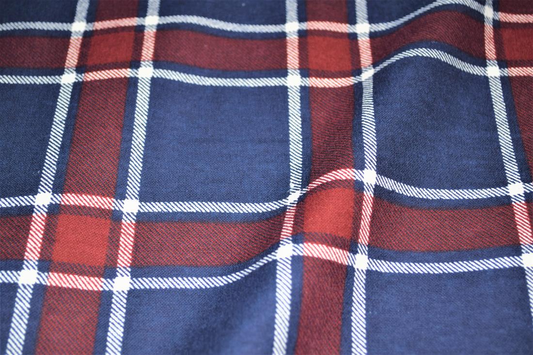 Navy Tartan Printed Soft Brushed Flannel Winceyette 100% Cotton Fabric
