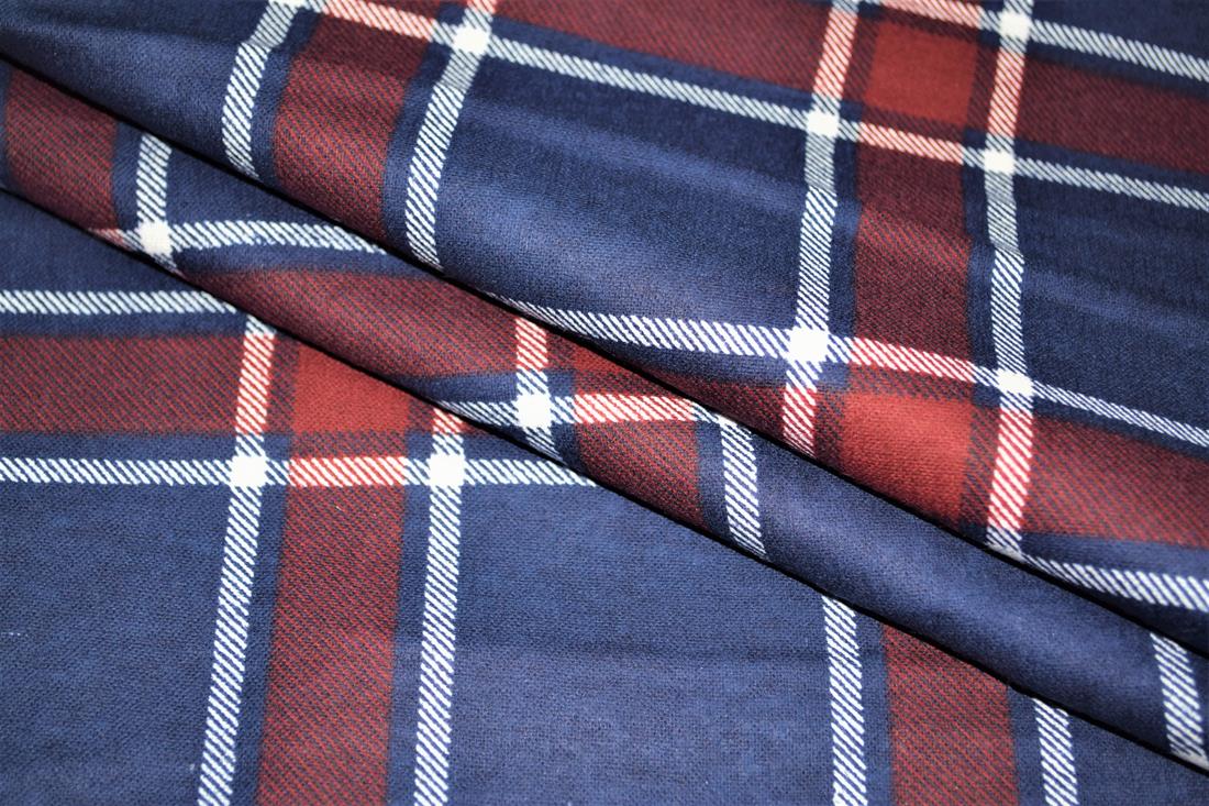 Navy Tartan Printed Soft Brushed Flannel Winceyette 100% Cotton Fabric