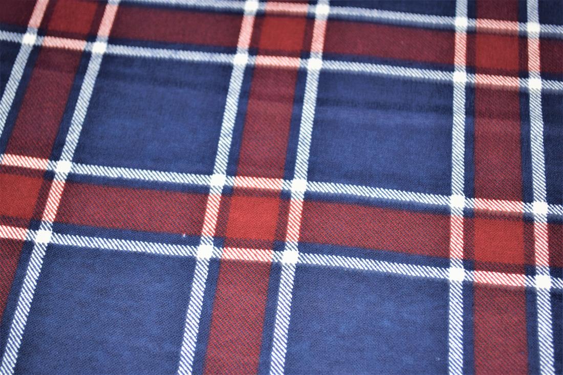 Navy Tartan Printed Soft Brushed Flannel Winceyette 100% Cotton Fabric
