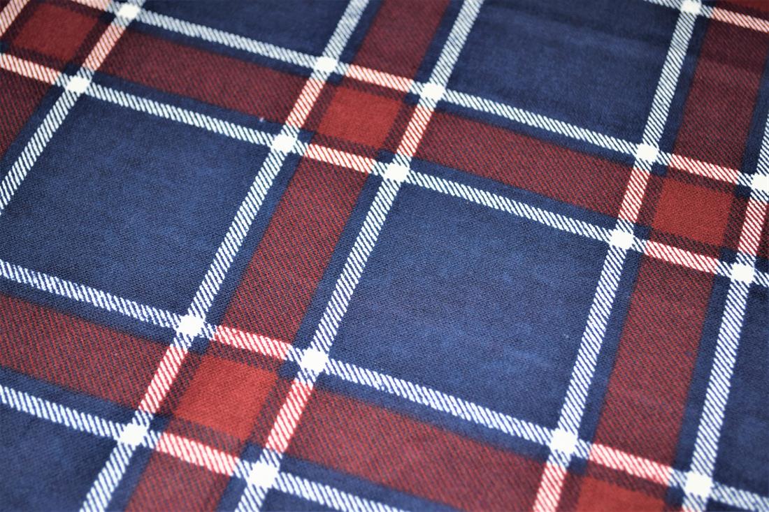 Navy Tartan Printed Soft Brushed Flannel Winceyette 100% Cotton Fabric