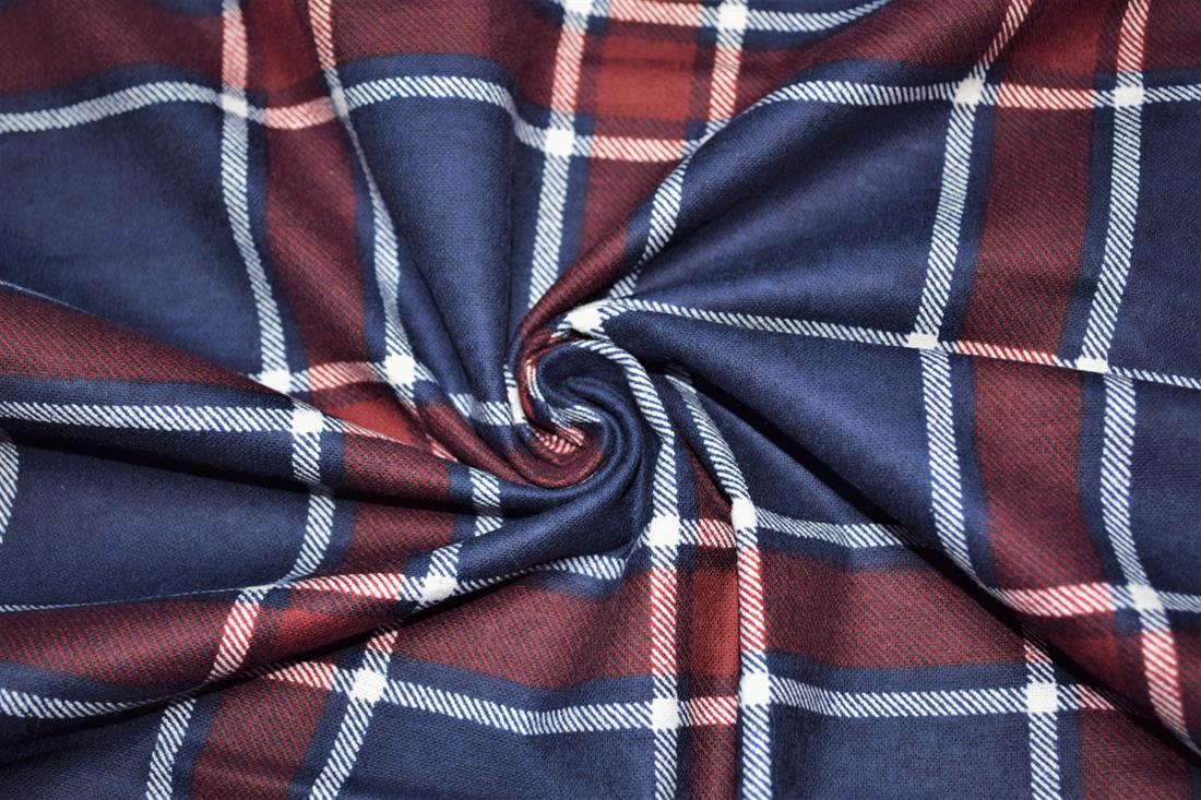 Navy Tartan Printed Soft Brushed Flannel Winceyette 100% Cotton Fabric