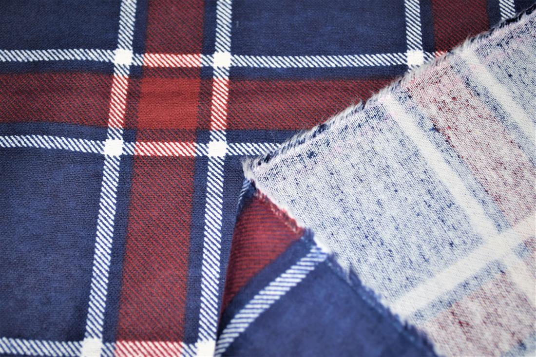 Navy Tartan Printed Soft Brushed Flannel Winceyette 100% Cotton Fabric