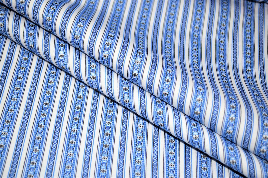 Blue Brushed Flannel Cotton Printed Fabric