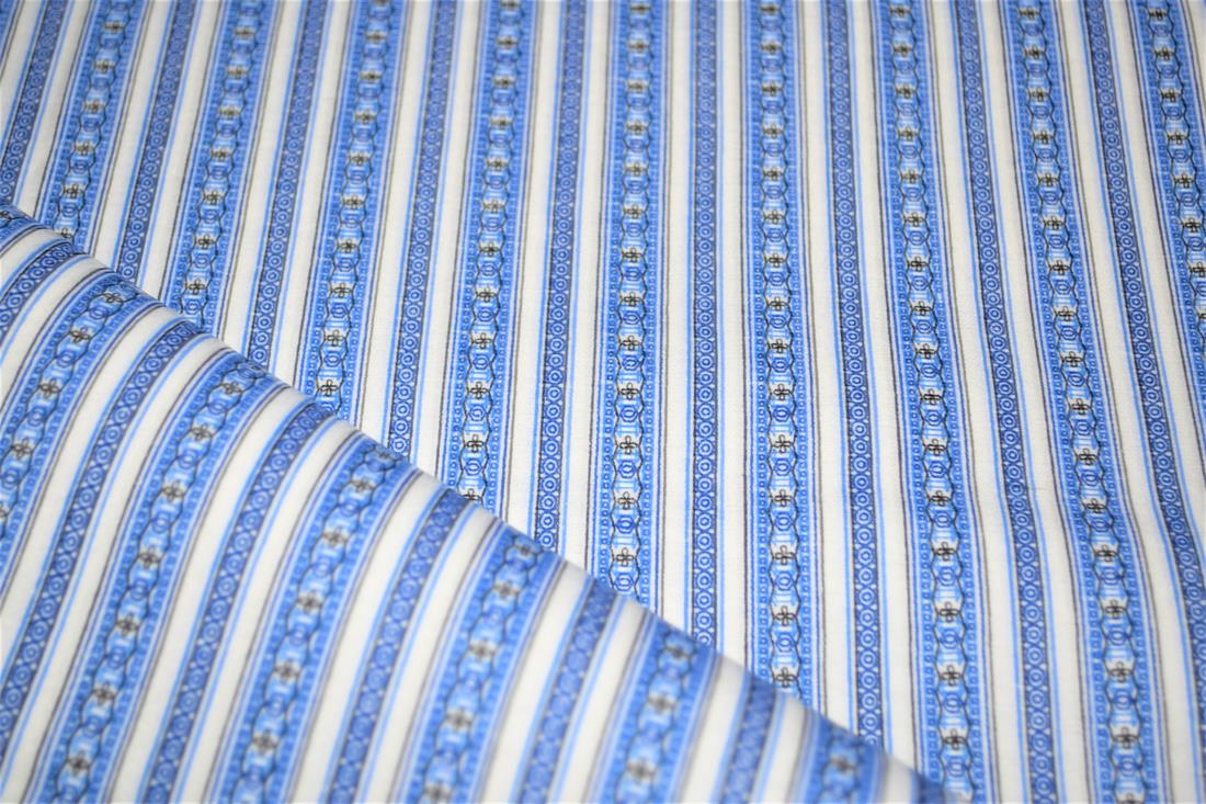 Blue Brushed Flannel Cotton Printed Fabric