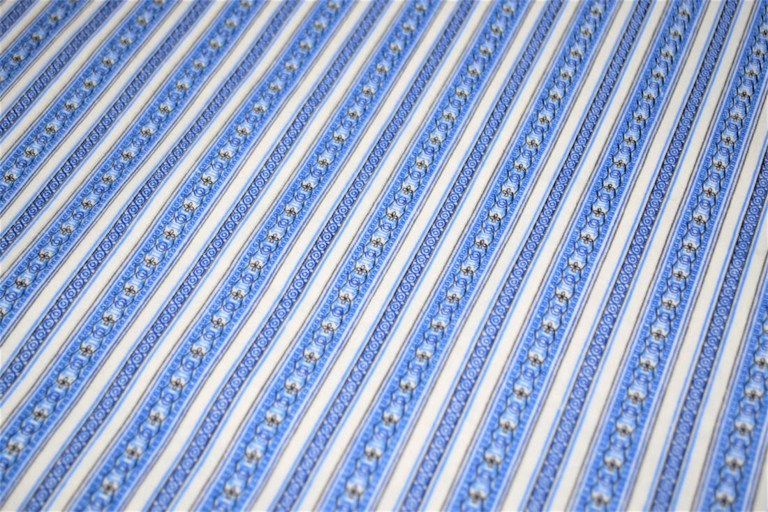 Blue Brushed Flannel Cotton Printed Fabric
