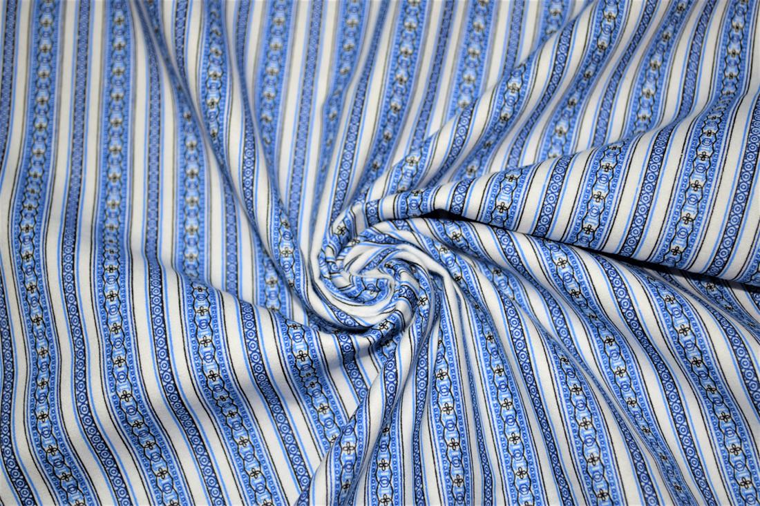 Blue Brushed Flannel Cotton Printed Fabric
