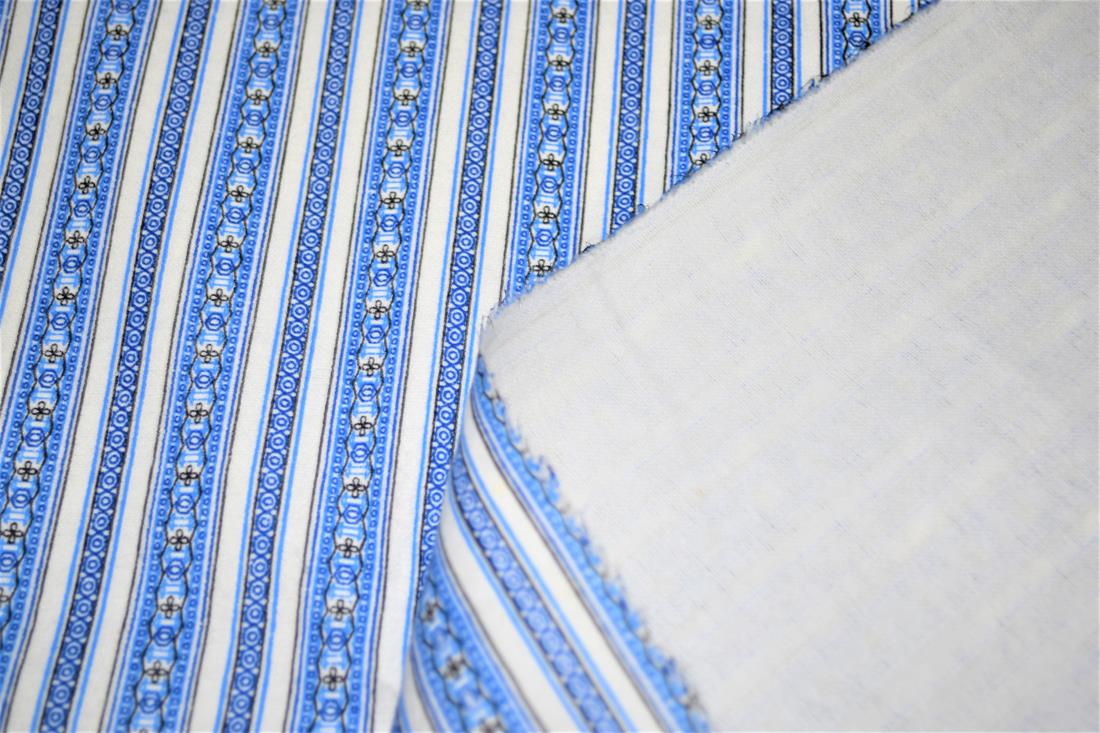 Blue Brushed Flannel Cotton Printed Fabric