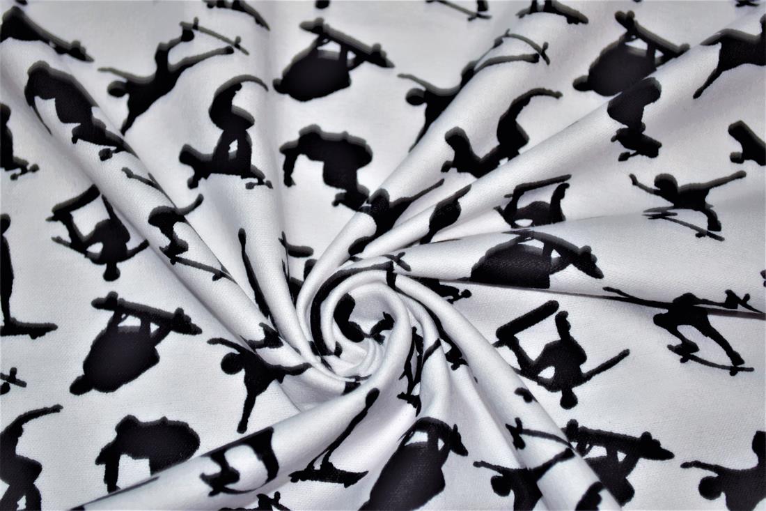 White Brushed Cotton Printed Fabric