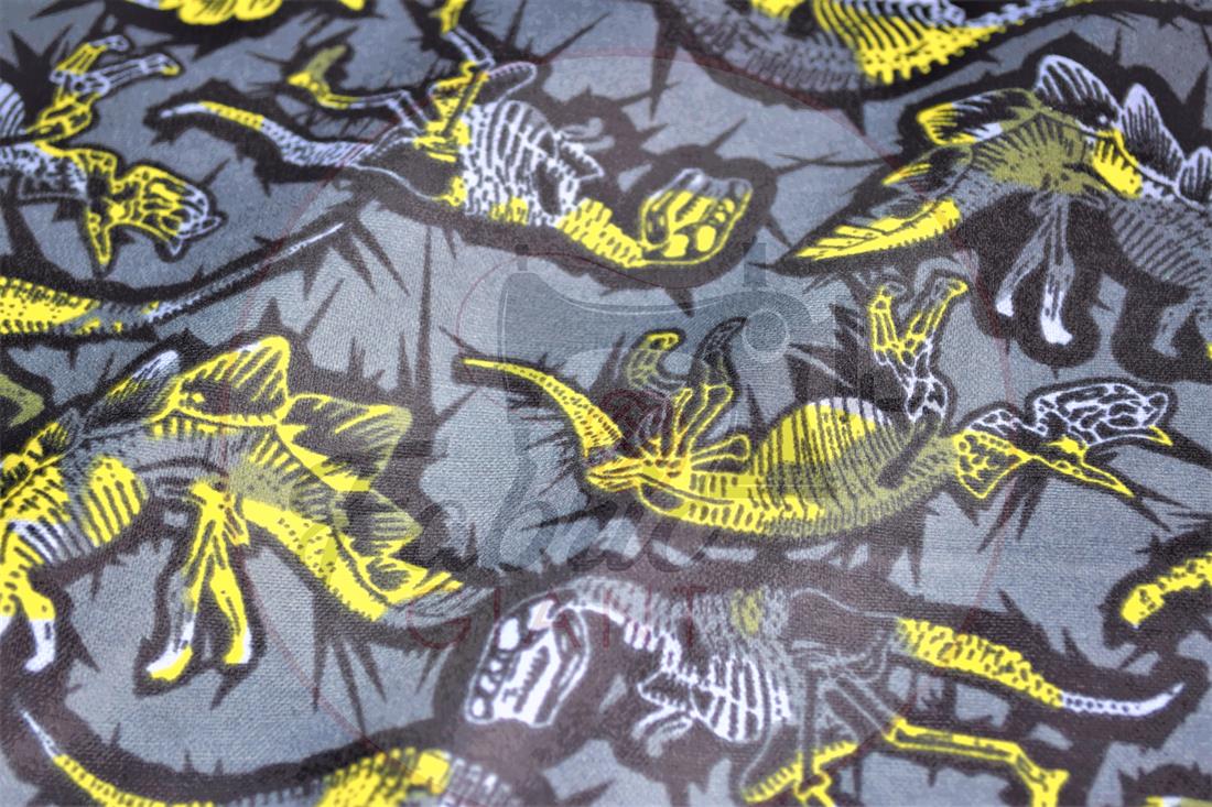 Dark Grey Brushed Cotton Printed Fabric