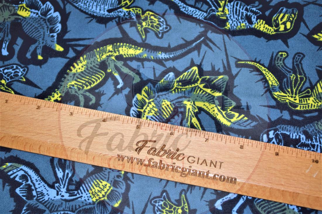Dark Grey Brushed Cotton Printed Fabric