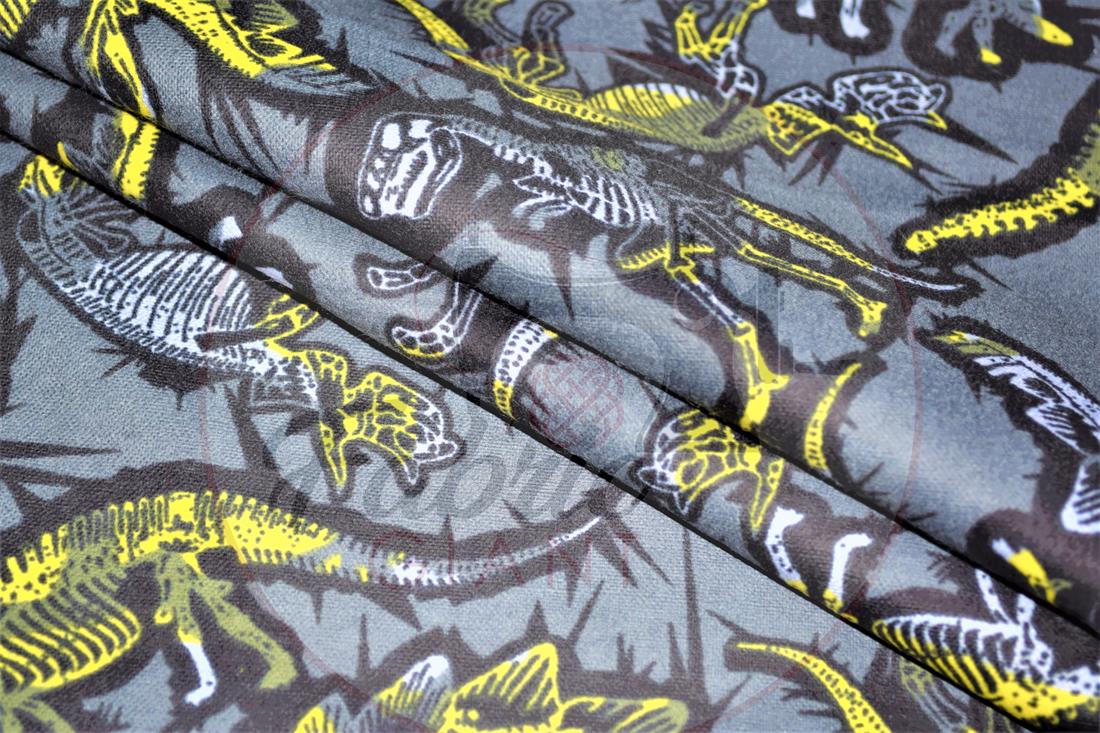 Dark Grey Brushed Cotton Printed Fabric