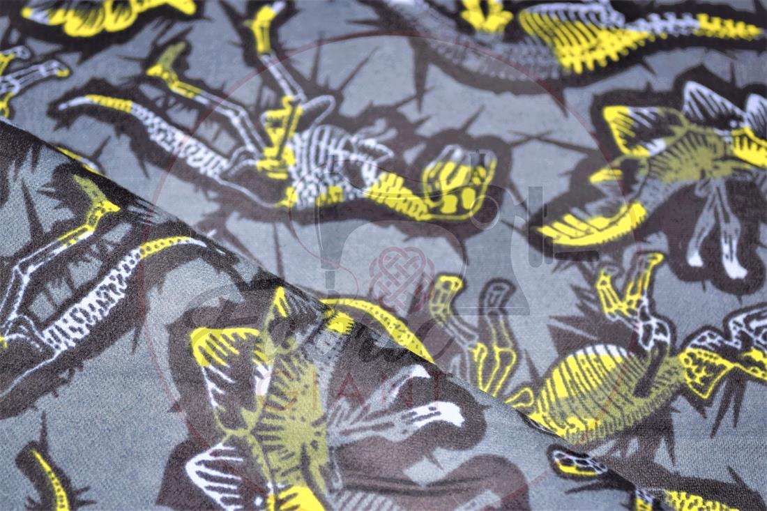 Dark Grey Brushed Cotton Printed Fabric