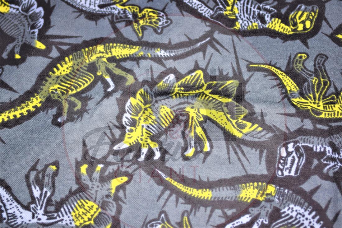 Dark Grey Brushed Cotton Printed Fabric