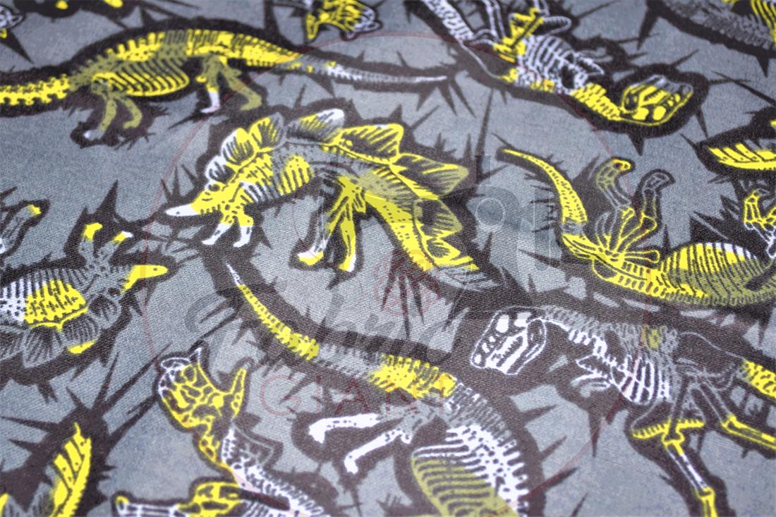 Dark Grey Brushed Cotton Printed Fabric