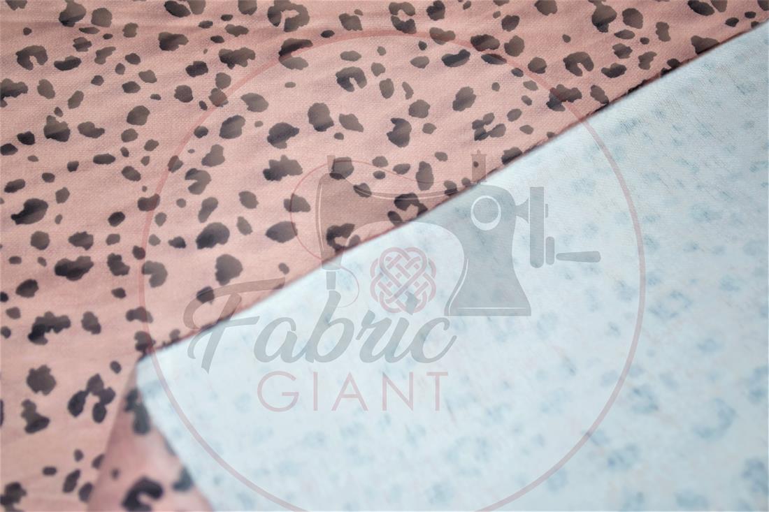 Dusky Pink Cheetah Printed Soft Brushed Flannel Winceyette 100%…