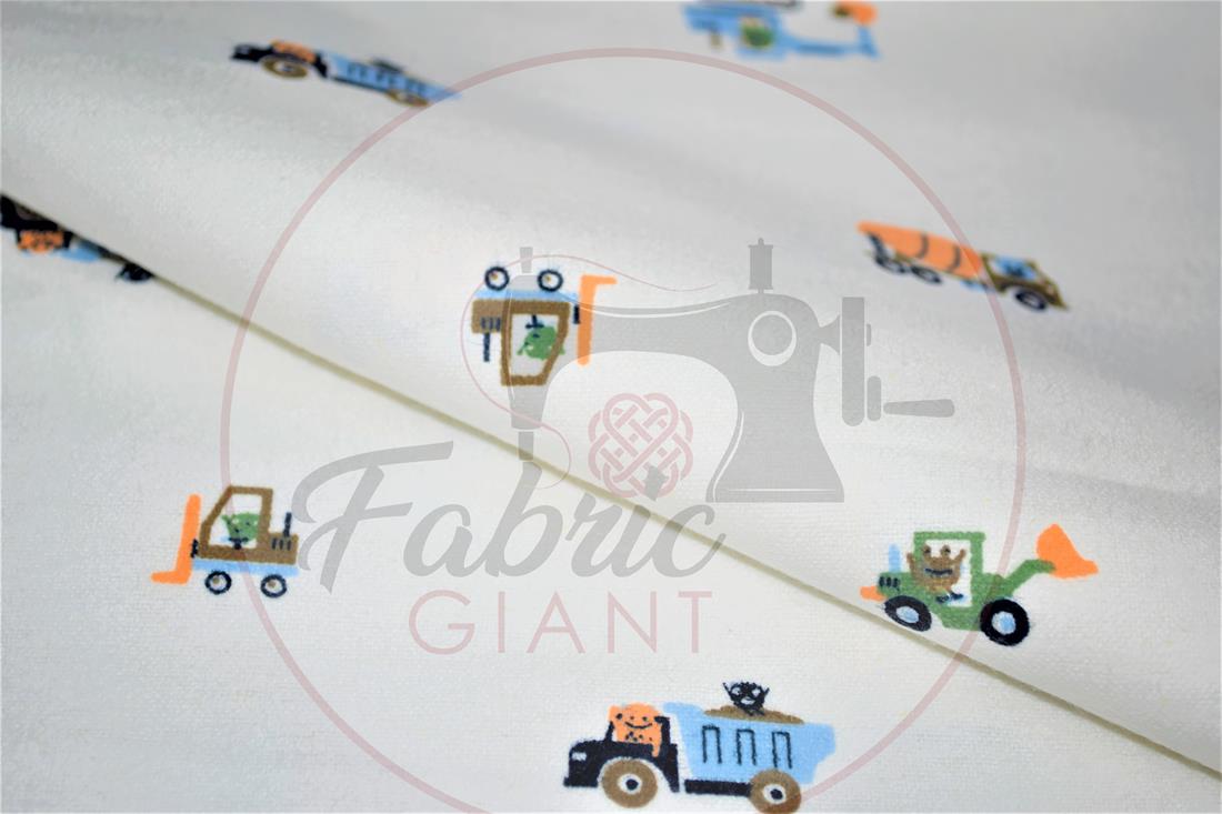 White Brushed Cotton Printed Fabric
