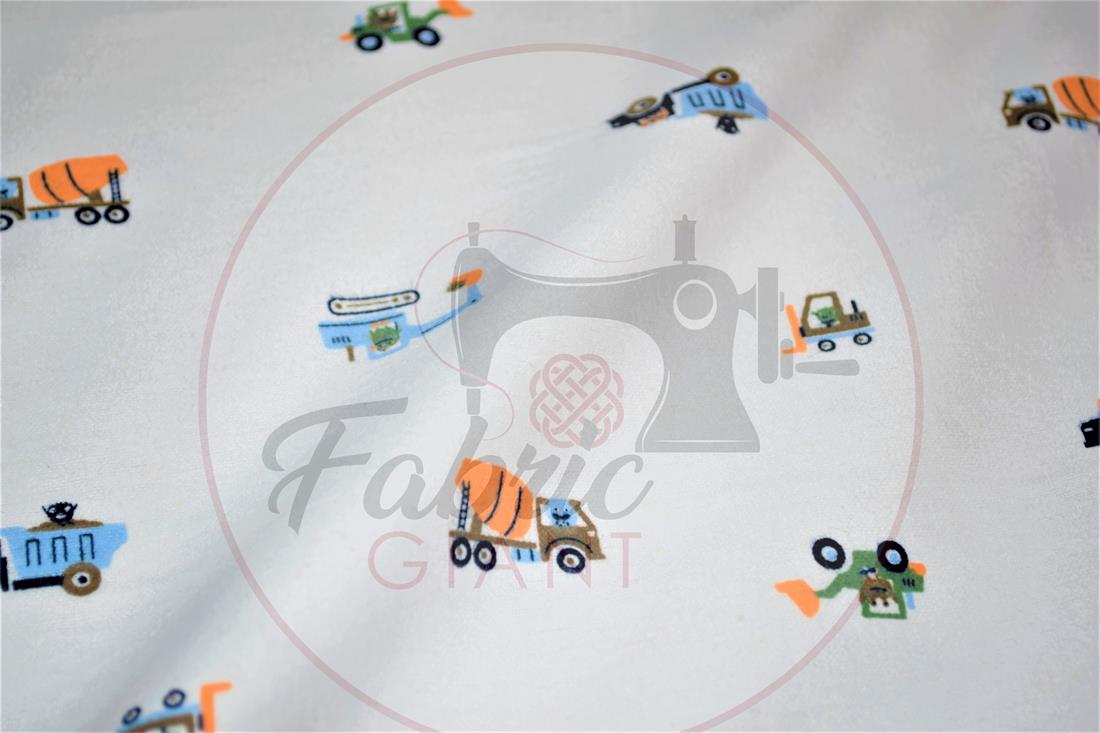 White Brushed Cotton Printed Fabric