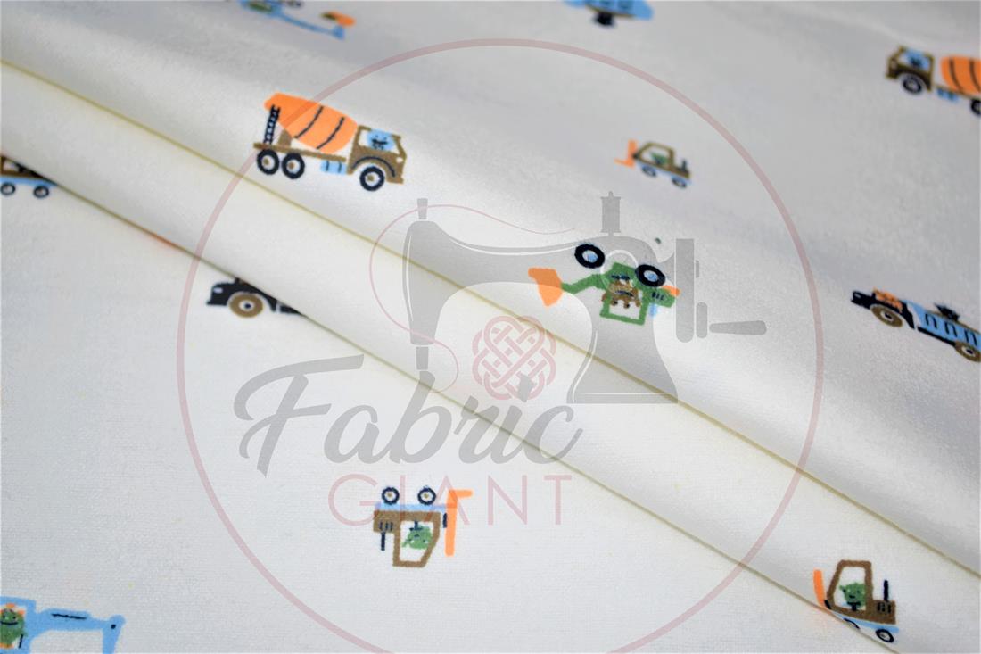 White Brushed Cotton Printed Fabric