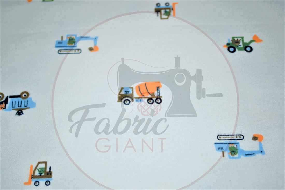 White Brushed Cotton Printed Fabric