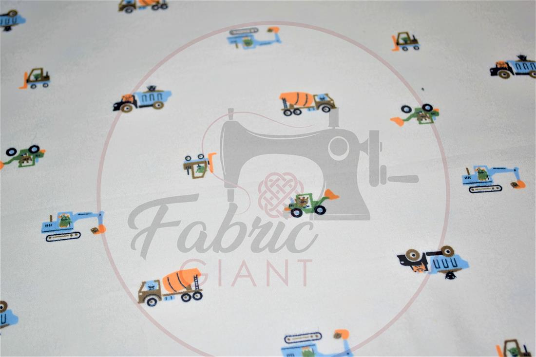 White Brushed Cotton Printed Fabric